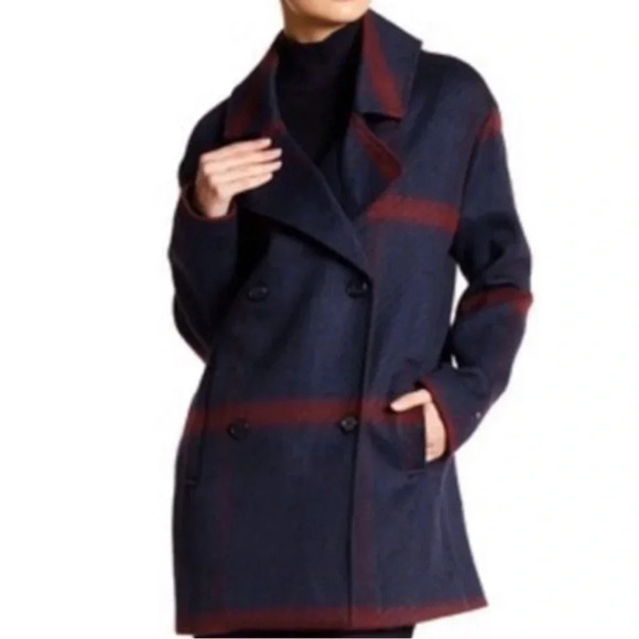 Tommy Hilfiger Plaid Double Breasted Coat Women size Large - Picture 3 of 15